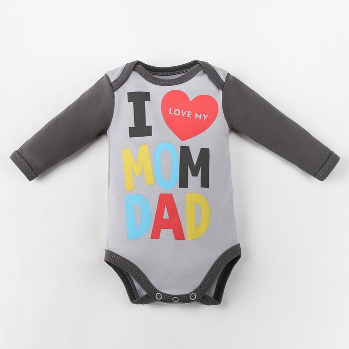Боди Крошка Я Mum and Dad, серый, рост 74-80 см 4699658