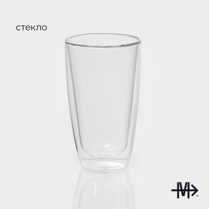 Стакан стеклянный с двойными стенками Magistro «Поль. Дуо», 400 мл, 8,5x15 см 3600753