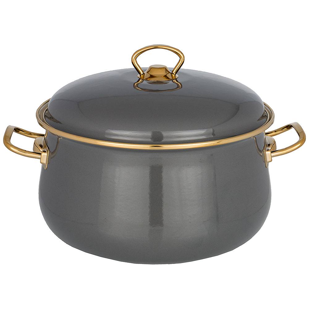 кастрюля эмалированная с крышкой, серия deluxe, 24x15см, 6,1л, подходит для индукции 951-139