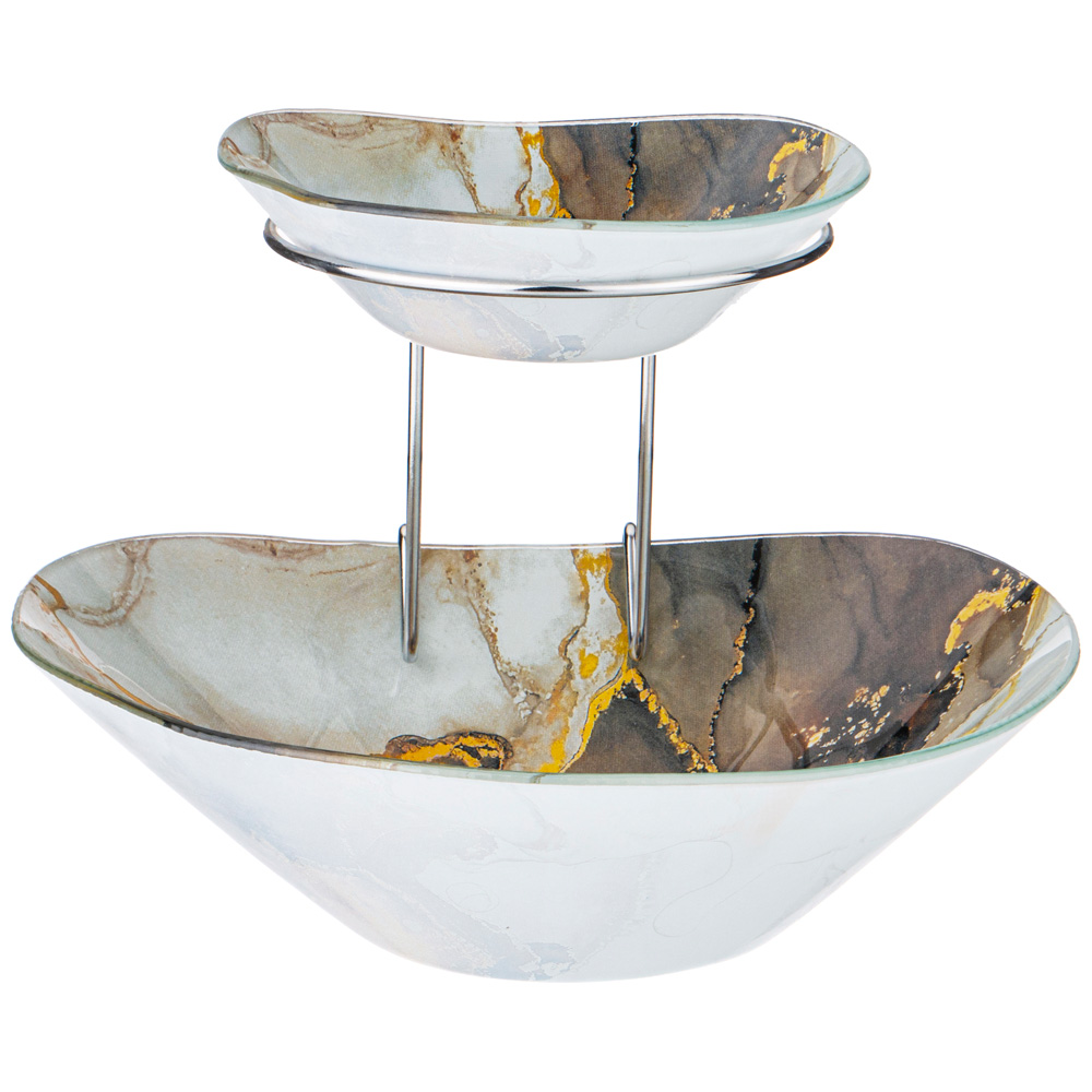 салатник для сервировки двойной 15х13 и 25х22 см h 18 cm коллекция marble 198-245