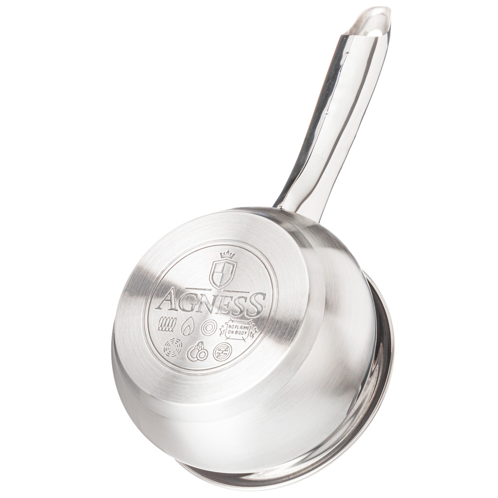 ковш agness со стекл. крышкой серия apple 1,0 л.14x7.5 см 937-350