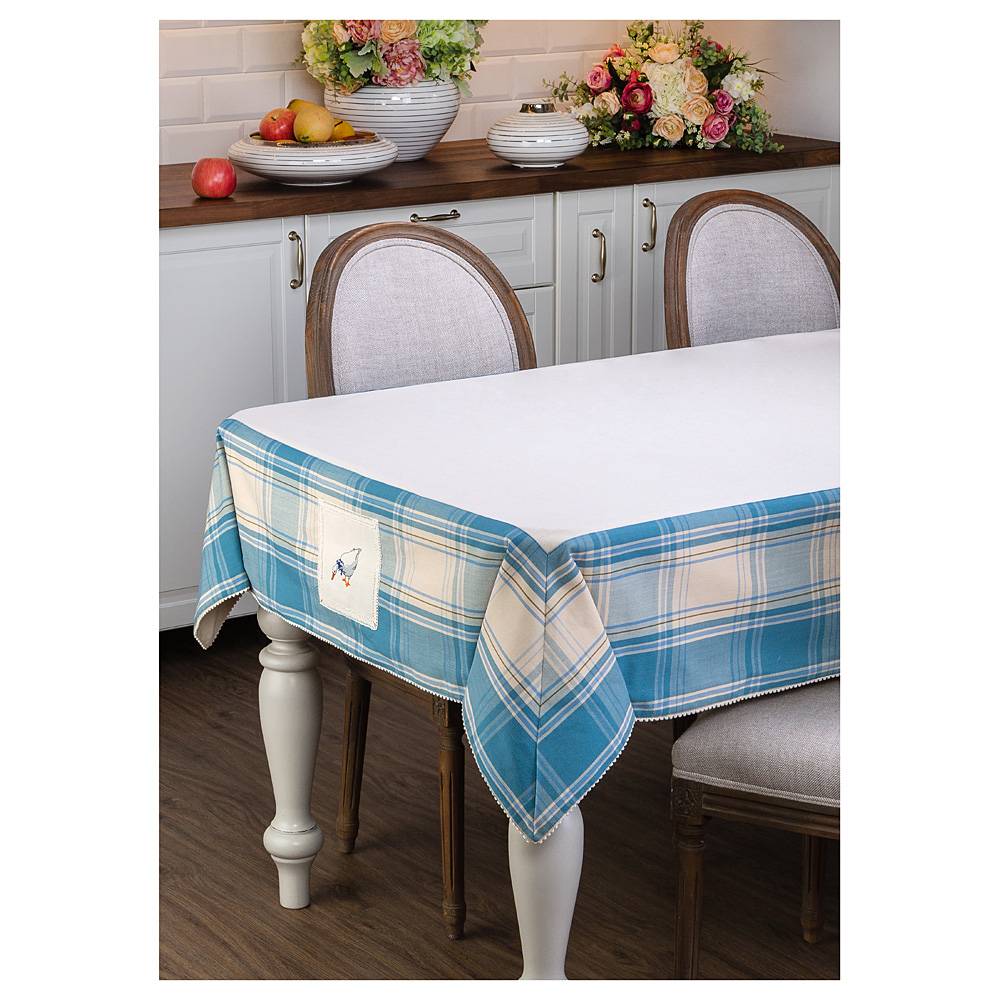 скатерть 120х160 см, гуси х/б 100 проц клетка ,шампань 850-820-27