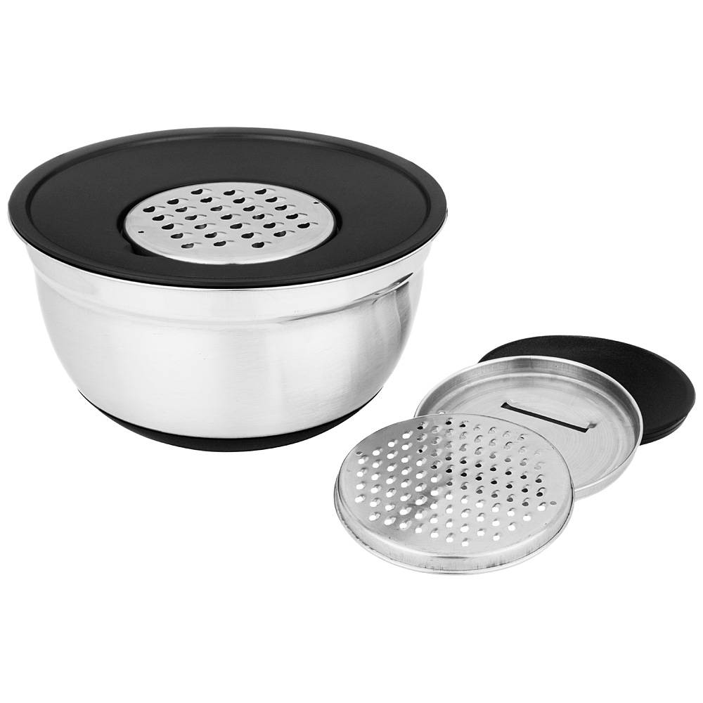 мискаagness 6 в 1 с крышкой с 3-мя съемными тёрками,24 см, 2,25 л. противоскользящее дно 880-128