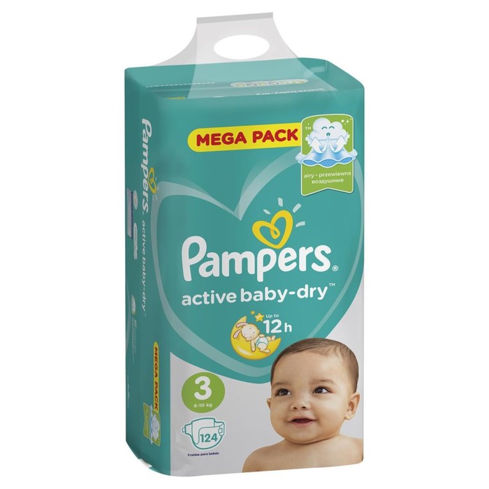 Подгузники Pampers Active Baby (6-10 кг), 124 шт 1543913