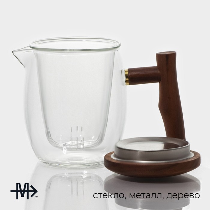 Чайник стеклянный заварочный с ситом Magistro «Лофт» 400 мл, 15x9x11,5 см 9495528