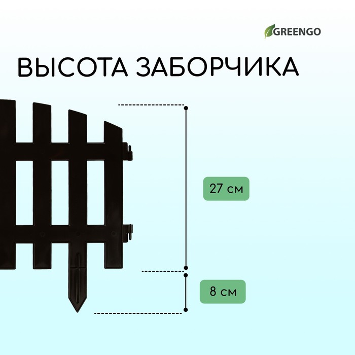 Ограждение декоративное, 35 ? 210 см, 5 секций, пластик, коричневое, RENESSANS, Greengo 3338441