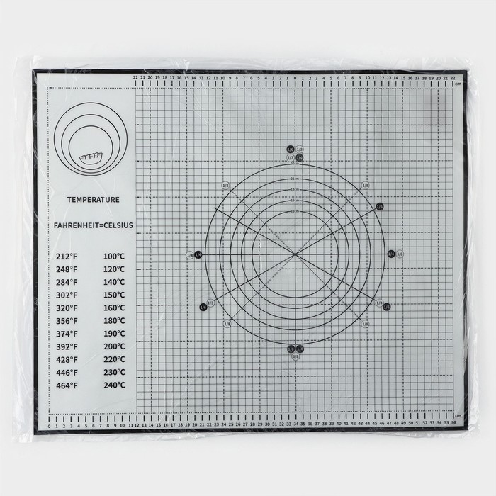 Армированный коврик для выпечки с разметкой KONFINETTA, силикон, 60x50 см, цвет чёрный 3120642