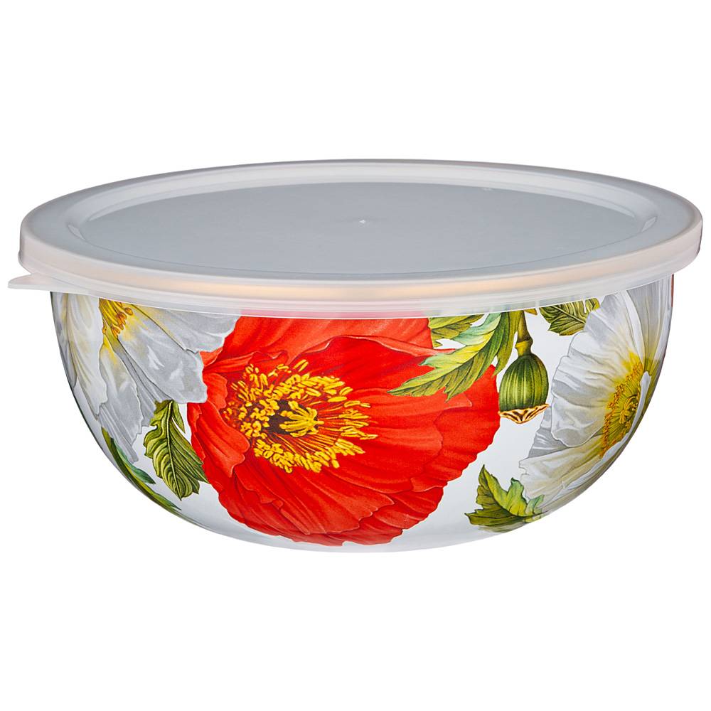 миска эмалированная с пластиковой крышкой, серия маки 24 х 10,5 см/ 2,8л 950-469