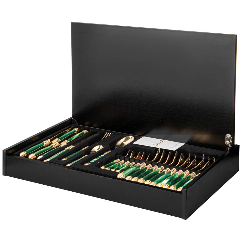 набор столовых приборов mirage gold green на 6 персон 24 пр. 638-029