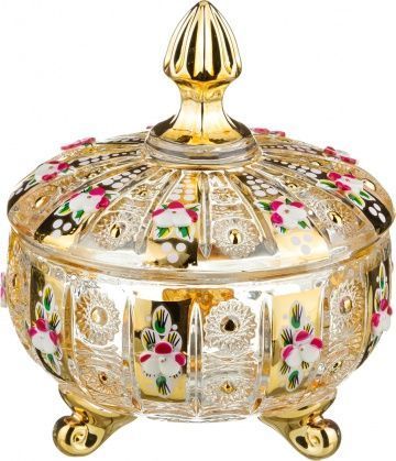 конфетница с крышкой lefard gold glass диаметр 12 см высота 14 см 195-103