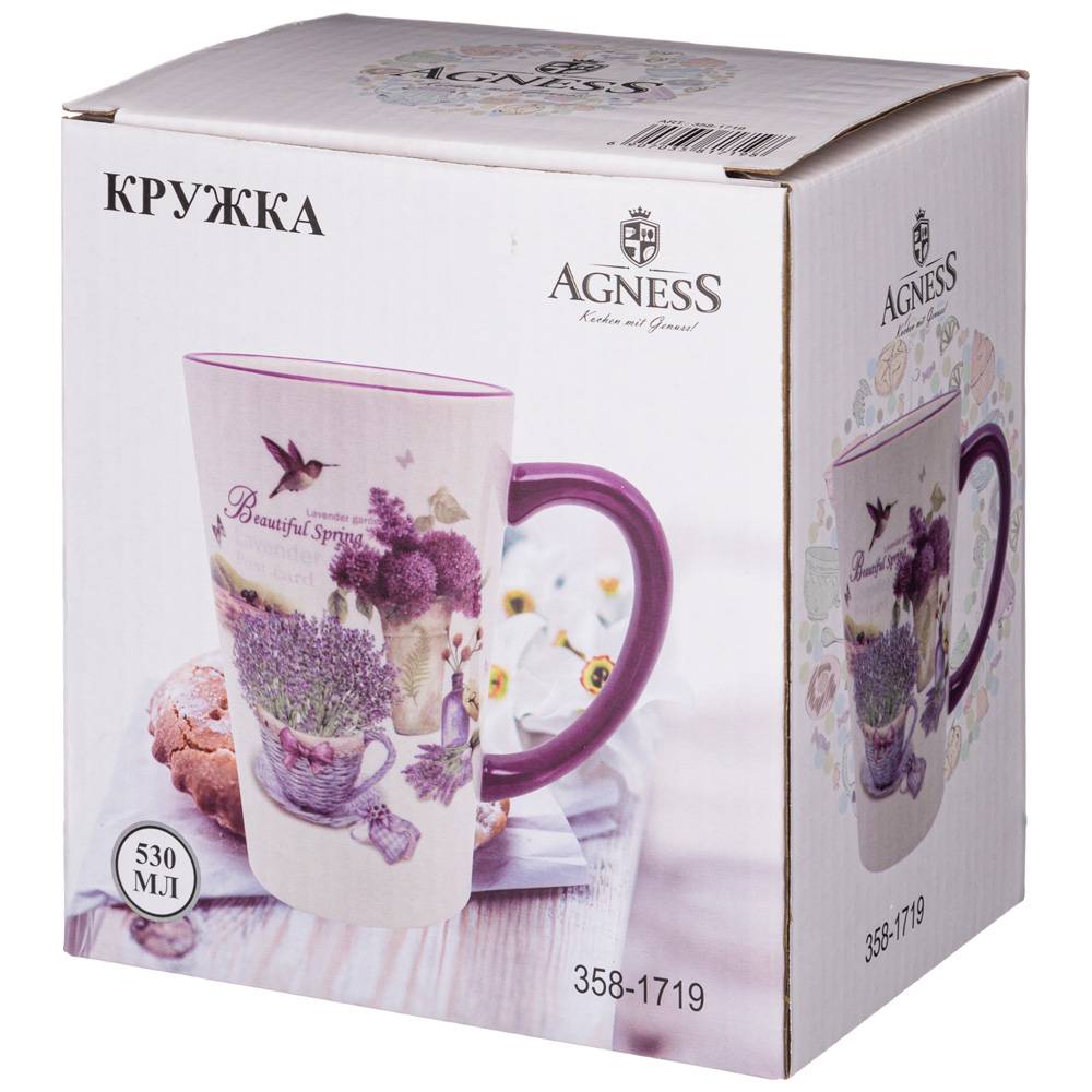 кружка agness лавандовая весна 13,5х9,5х14,5 см 530 мл 358-1719