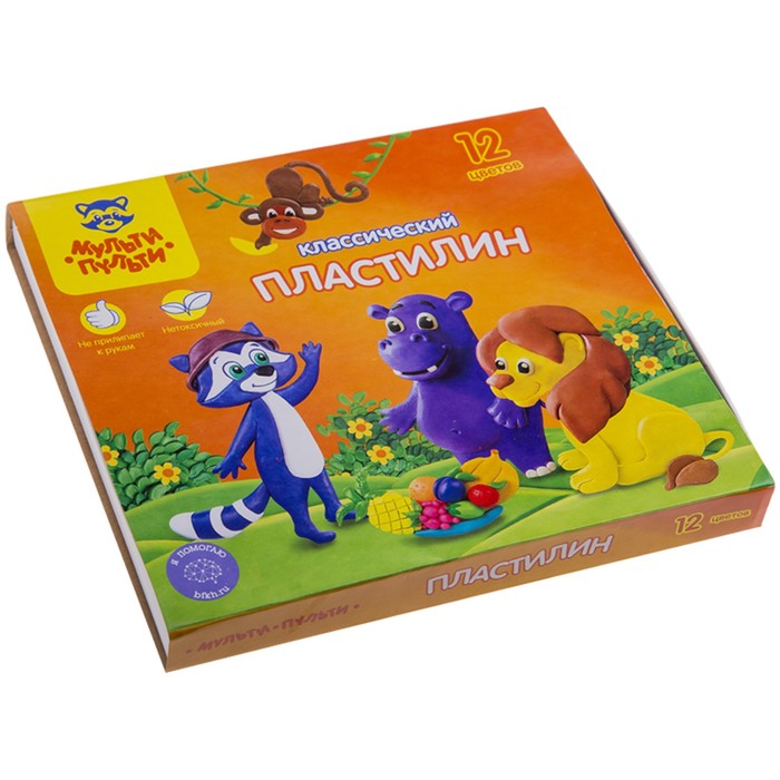 Пластилин 12 цветов Мульти-пульти, Приключения Енота, стек, картонная упаковка, 240 г 3733789