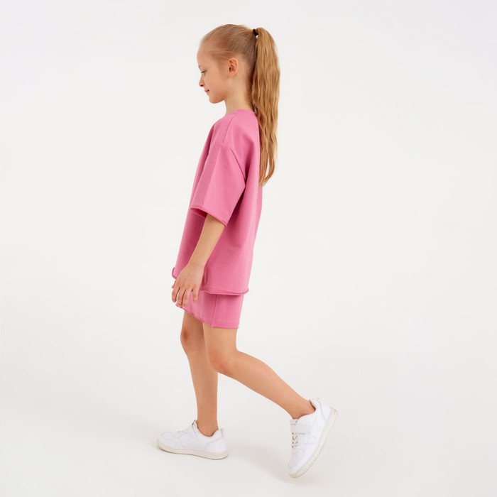 Костюм детский (футболка, шорты) MINAKU: Casual Collection цвет пудровый, рост 122 7695361
