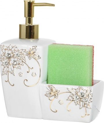 набор 15х8х20 см :дозатор для моющего средства 500 мл , подставка под губку, губка 449-351