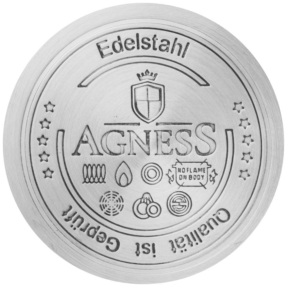 кастрюля agness со стеклянной крышкой, нерж.сталь, серия арктик 6,0л 24х13,5см 937-319