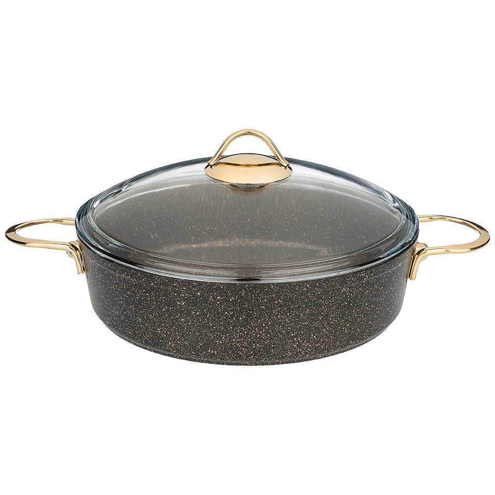 сотейник со стекл. крышкой и антипригар. мраморным покрытием, серия granite, 28х7,5см, 4,1л 952-022
