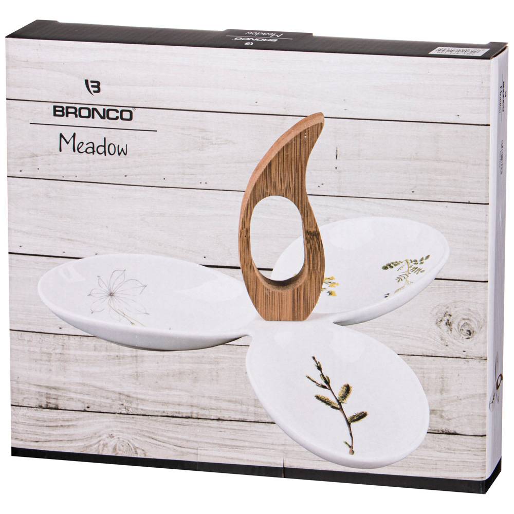 менажница bronco meadow 3-секции с ручкой 27х24х2,5 см 474-139