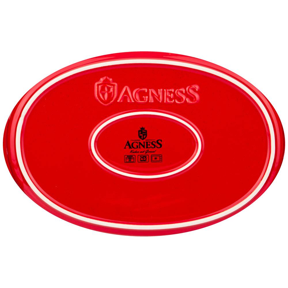 блюдо для запекания agness modern kitchen овальное красное 2600 мл 37х23х8 см 777-084