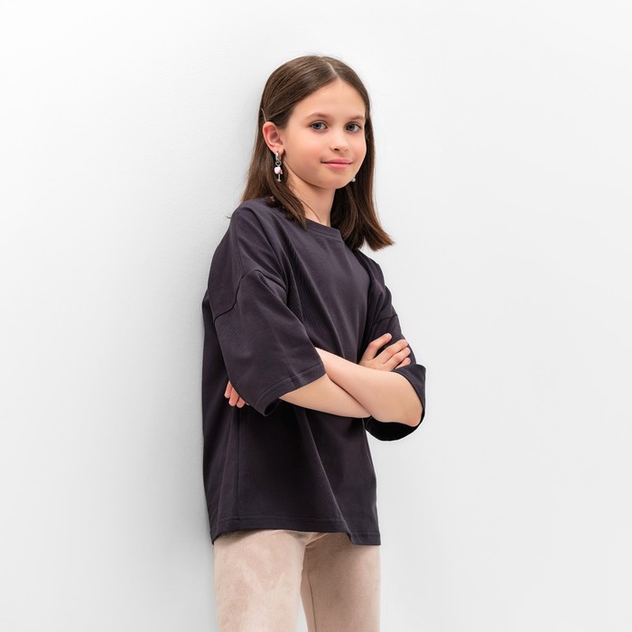 Футболка детская MINAKU:Basic line kids цвет графитовый, рост 152 7452167