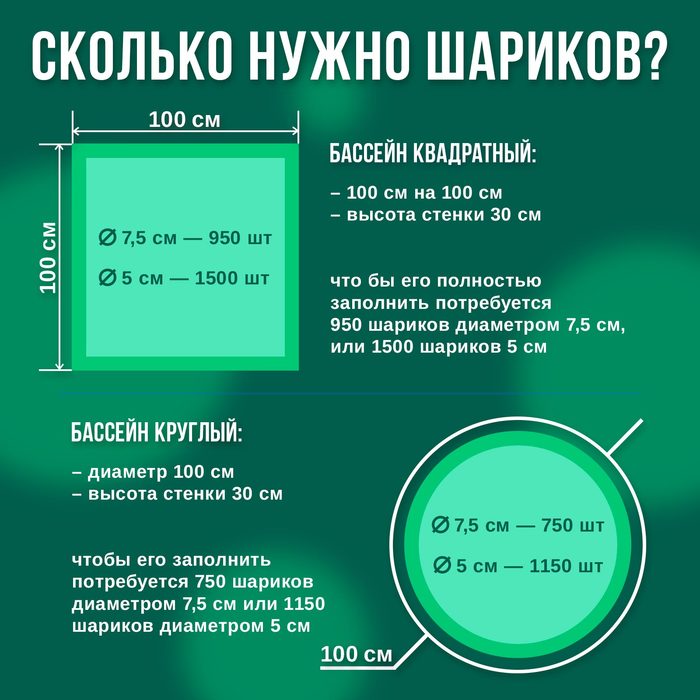 Шарики для сухого бассейна с рисунком, диаметр шара 7,5 см, набор 500 штук, цвет зелёный 1512993