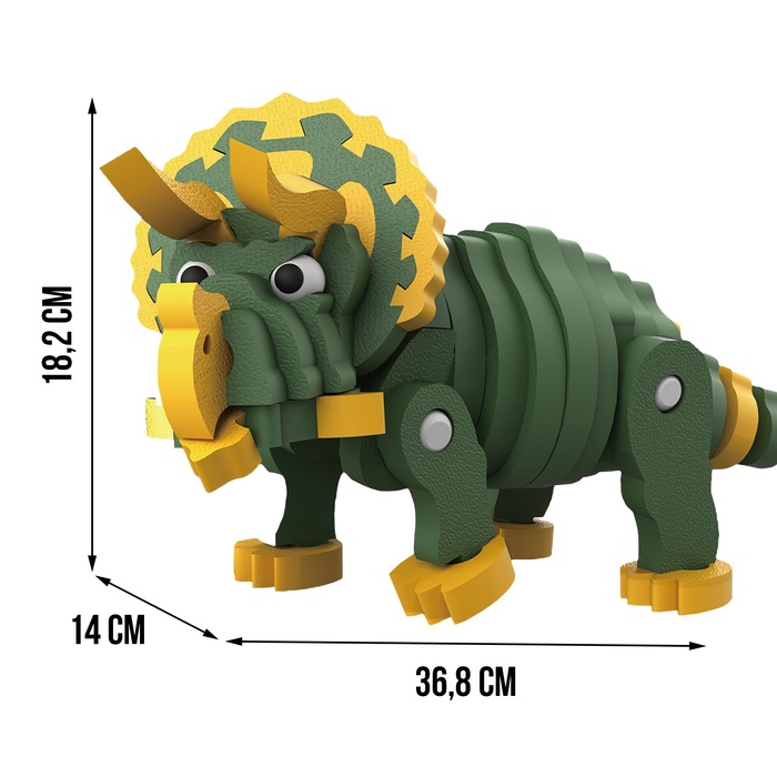 Конструктор «Трицератопс», мягкий, материал EVA, 64 детали 10091719