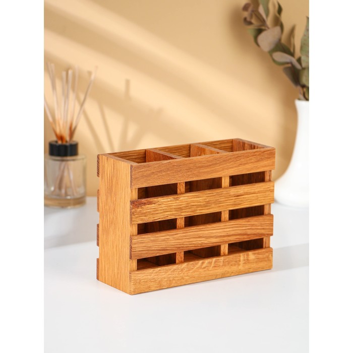 Подставка для столовых приборов Adelica, с тремя секциями, 19x7x14 см, дуб 9312820