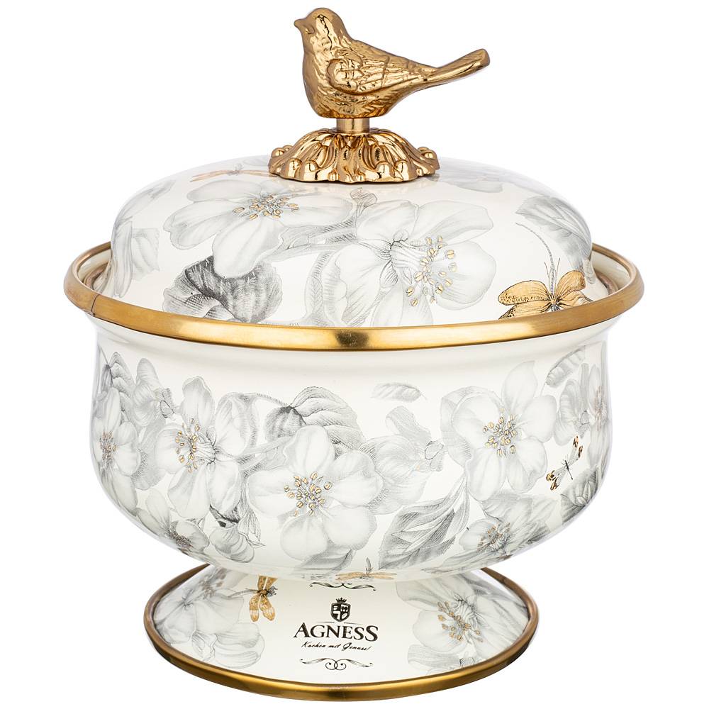 сахарница эмалированная, серия яблоневый сад, 500 mл 12x9.5 см 950-543