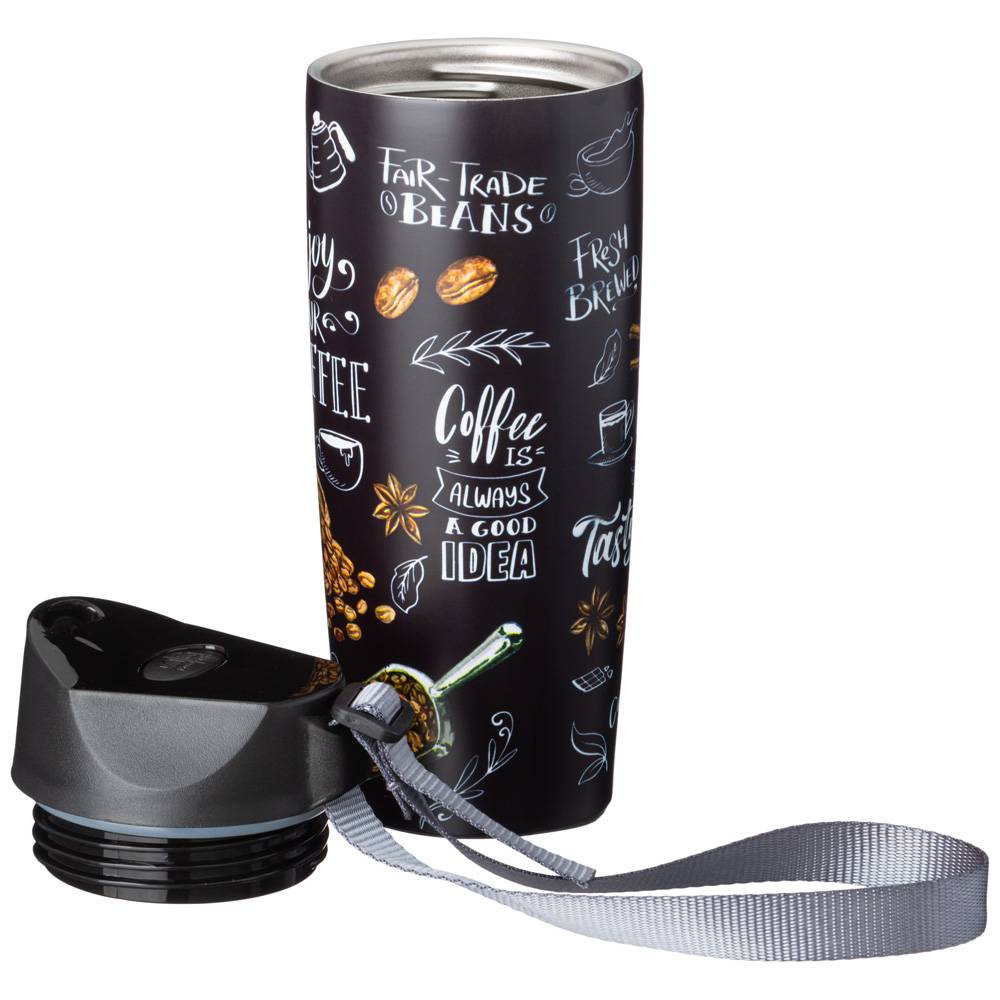 термокружка agness coffee time с кнопкой-стоппером, 380мл колба нерж.сталь 709-089