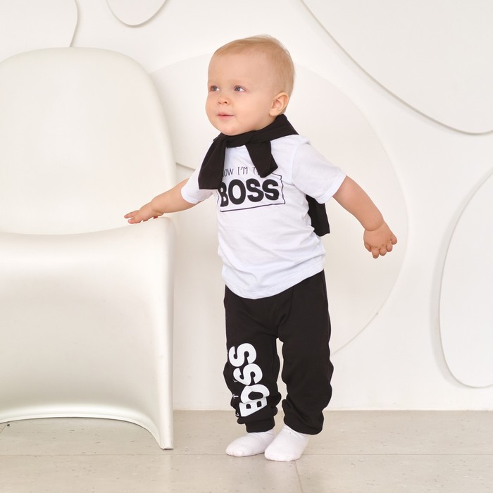 Штанишки детские Крошка Я Little Boss, рост 62-68 см, цвет чёрный 9096435