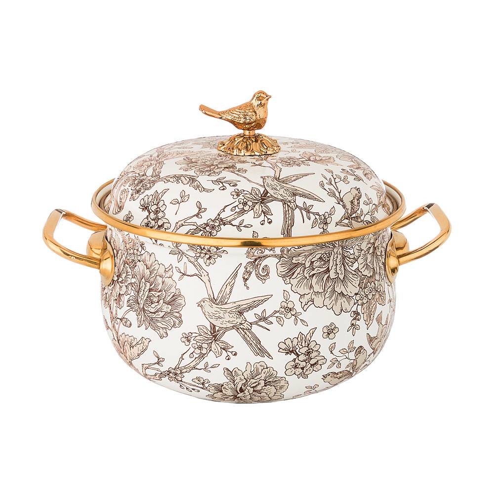 кастрюля эмалированная agness с крышкой, серия royal garden 2,8л, диа.18см подходит для индукцион.пл 950-082