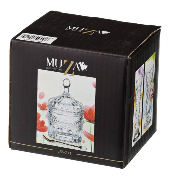 икорница с ложкой 155 мл 8,5х8,5 см высота 13 см коллекция muza 355-211