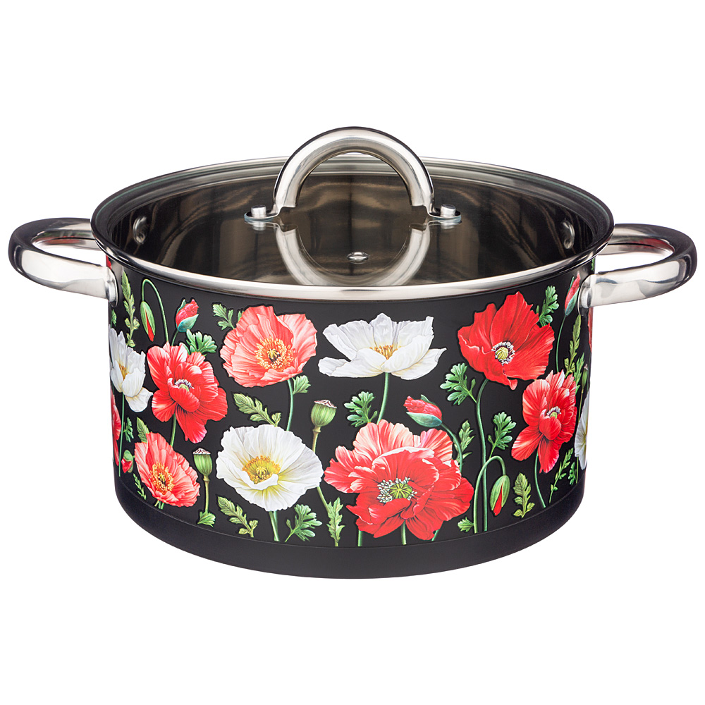 Кастрюля маки со стеклянной крышкой, нерж.сталь, 6,0л 24х13,5 см 916-309