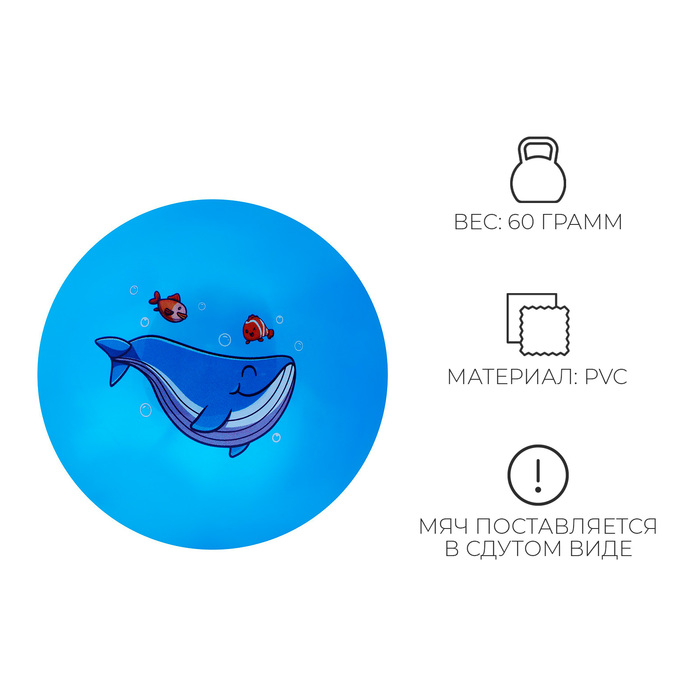 Мяч детский ZABIAKA «Кит», диаметр 22 см, цвет МИКС 7373199