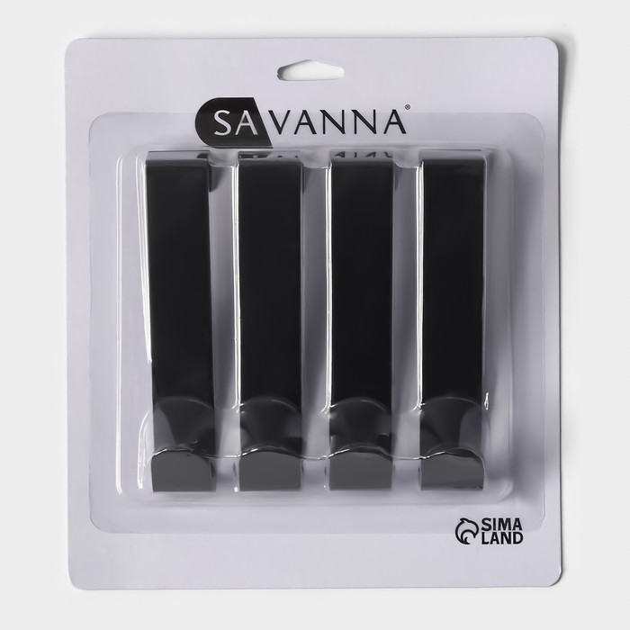 Крючки надверные SAVANNA Black Loft, 4 шт, металл, 3x12x2,2, цвет чёрный 9936822