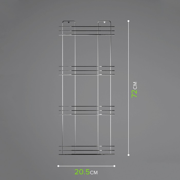 Полка для ванной угловая 4-х ярусная, 20,5x20,5x72 см, цвет хром 6827814