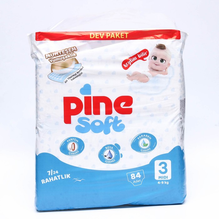 Подгузники детские Pine Soft 3 Midi (4 - 9 kg), 84 шт 9197597