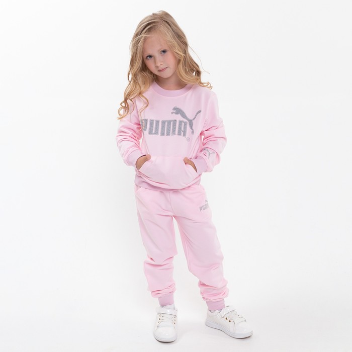 Костюм для девочки PUMA (свитшот, брюки), цвет розовый, рост 122 см (7 лет) 9192833