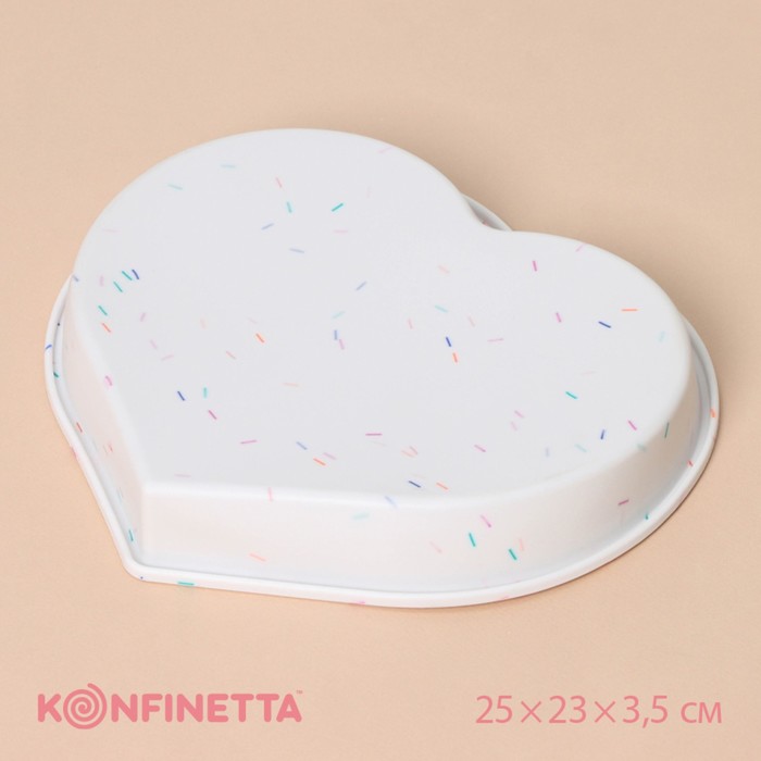 Форма для выпечки KONFINETTA «Сердце», силикон, 25x23x3,5 см (внутр. размеры 23x21x3,5 см), цвет белый 9687230