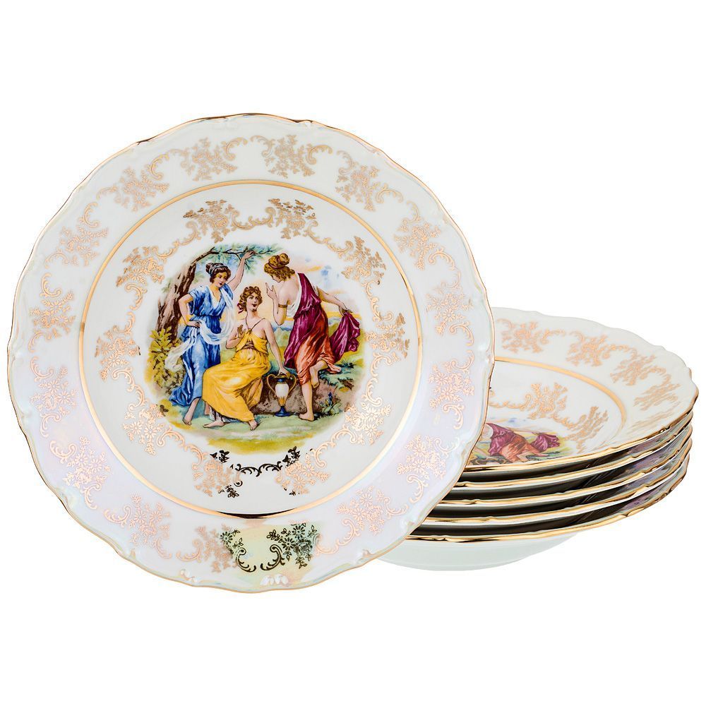 набор тарелок лале 23см, 2шт. стопка тарелок. Kahla фарфор. Portmeirion ботанический сад. тарелка обеденная bormioli rocco grangusto risotto 27 см.