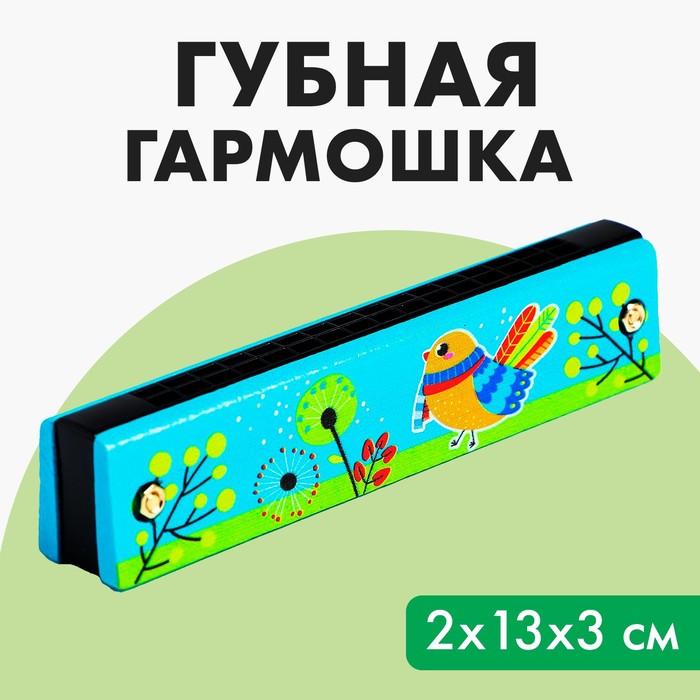 Губная гармошка «Курочка», размер 2?13?3 см, цвет бирюзовый 5490013