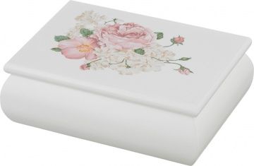 шкатулка для украшений белая с цветами 11х5х15 см 255-136