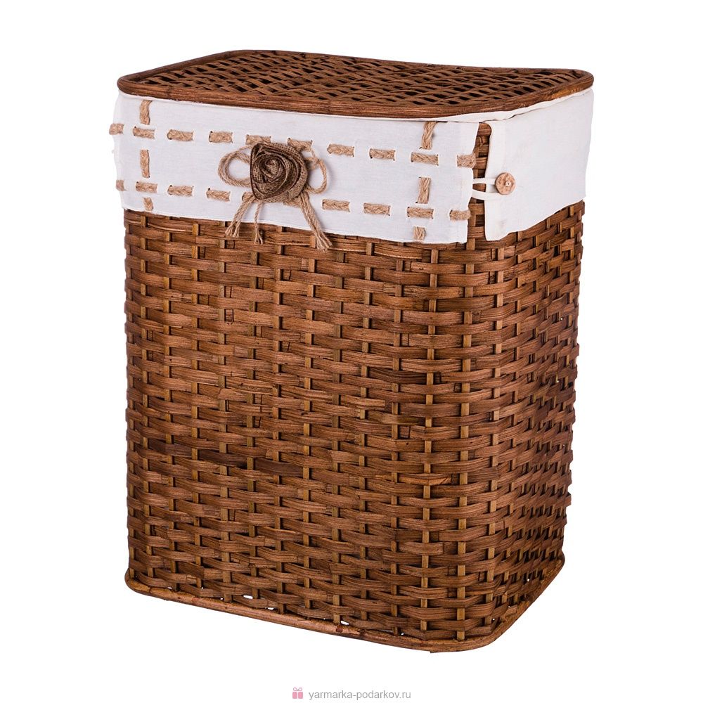 корзина для белья с крышкой и чехлом 43х31 см высота 53 см 131-233 корзины для белья материал бамбук/ткань производства филиппины, купить с доставкой по низкой цене за 2230 руб.