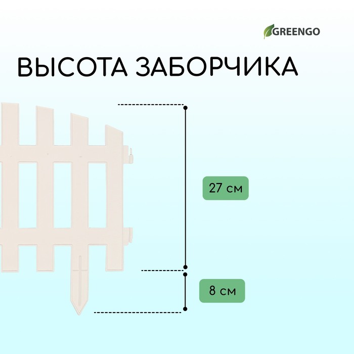 Ограждение декоративное, 35 ? 210 см, 5 секций, пластик, белое, RENESSANS, Greengo 3338437
