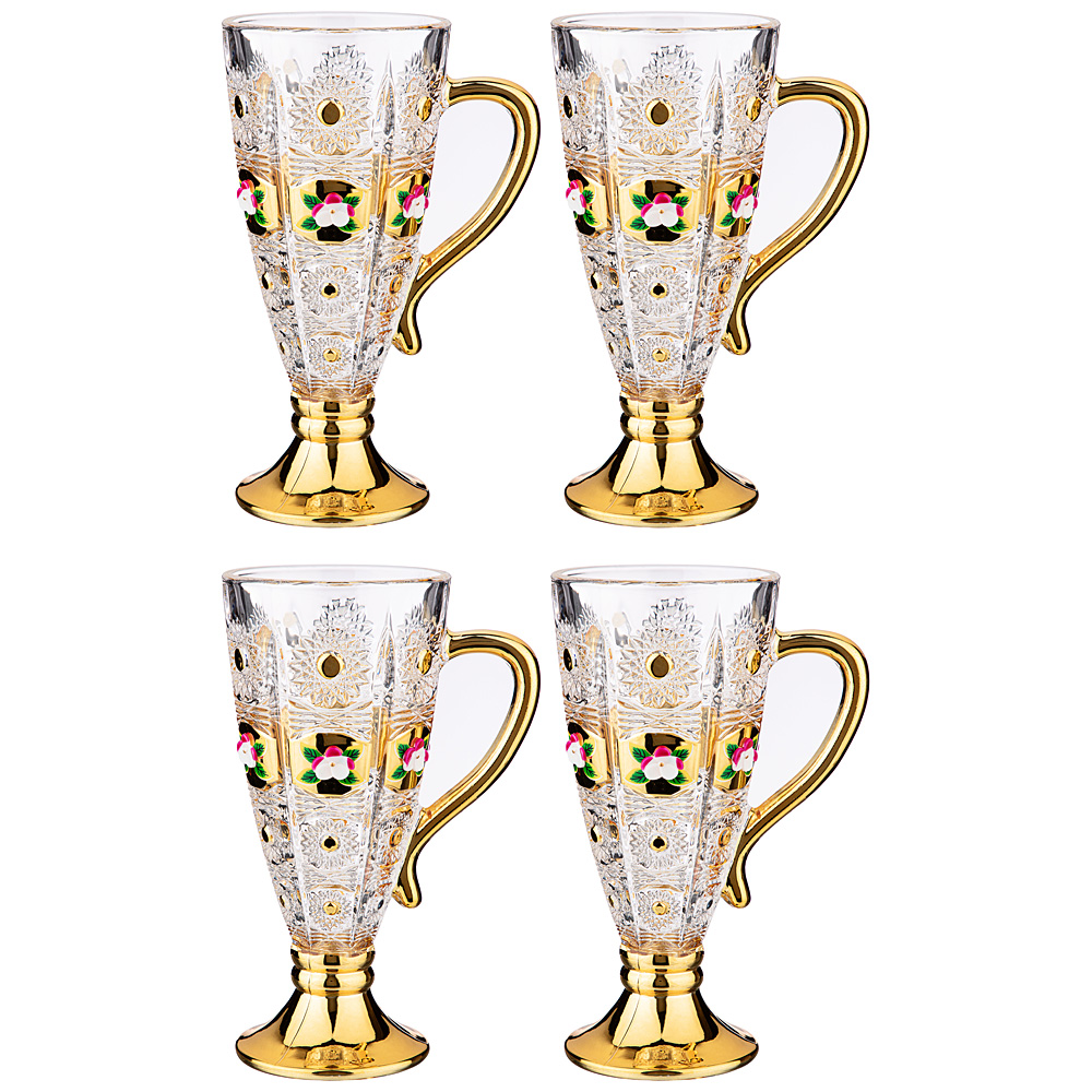 набор из 4-х кружек lefard gold glass 250 мл высота 16,5 см 195-153