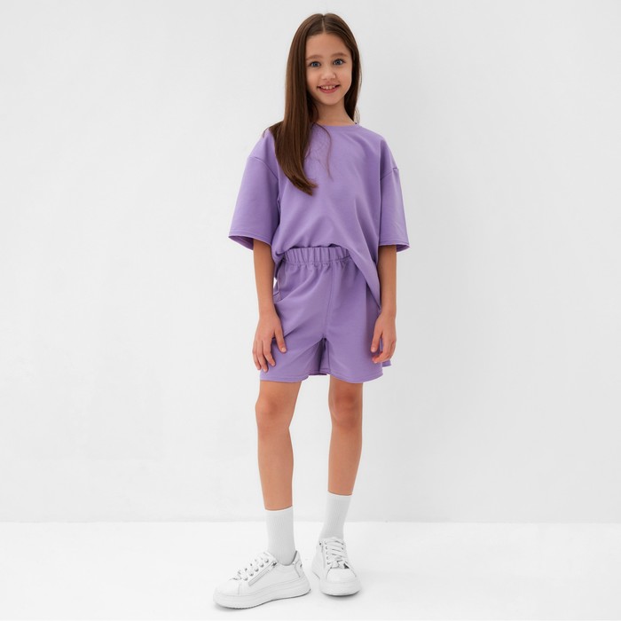 Костюм детский (футболка, шорты) MINAKU: Casual Collection цвет лиловый, рост 134 см 9846426