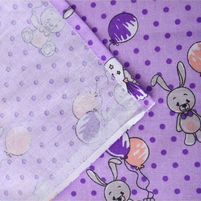Постельное бельё BABY Зайчики, цвет сиреневый, 112х147см,110х150см, 60х60см, бязь 142гр/м, 100% хлопок 9485550