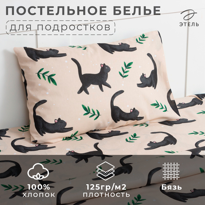 Постельное бельё Этель 1,5 сп Little cat, 143х215 см, 150х214 см, 50х70 см -1 шт, 100% хлопок, бязь 7582918