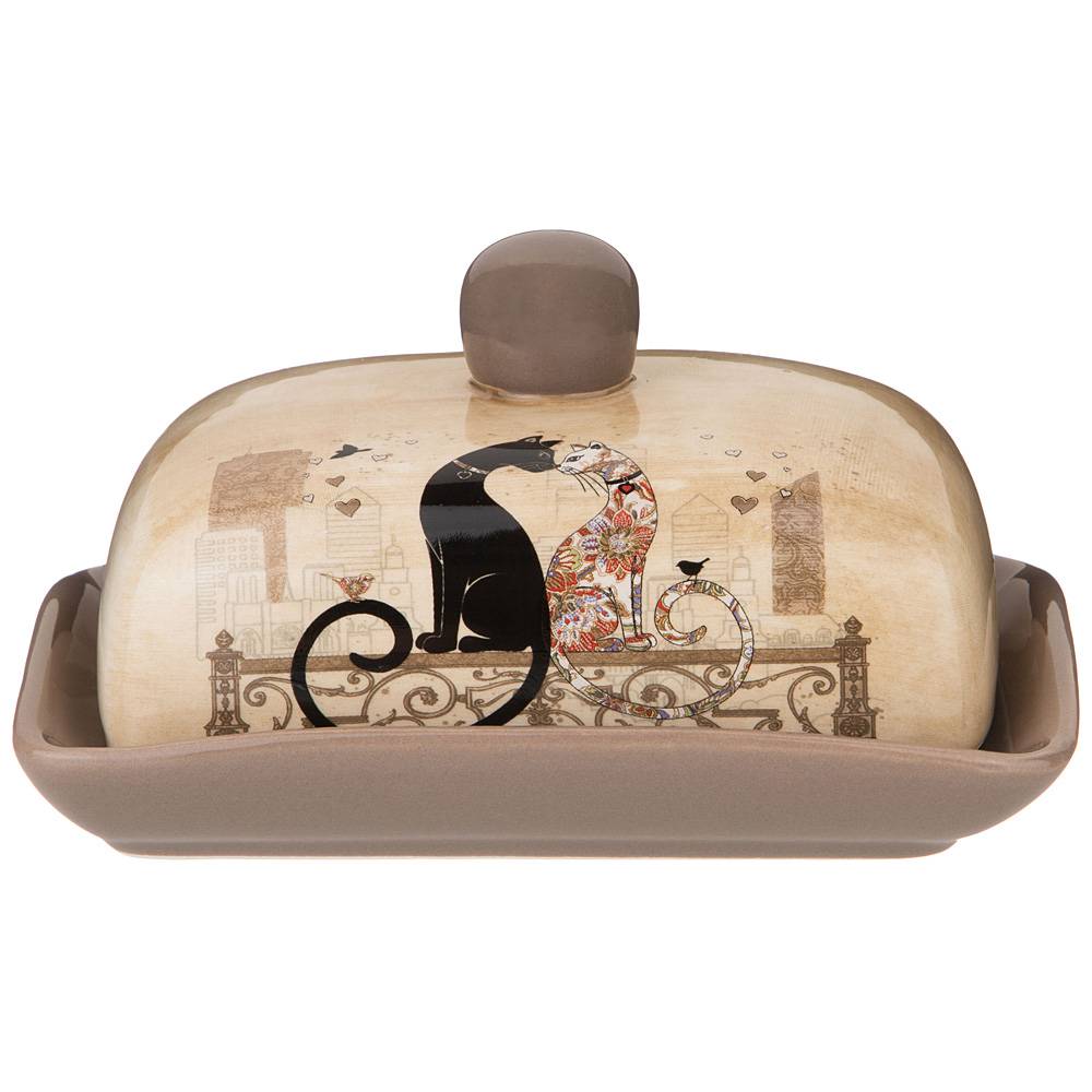 масленка agness парижские коты 17х12,5х9 см 358-1727