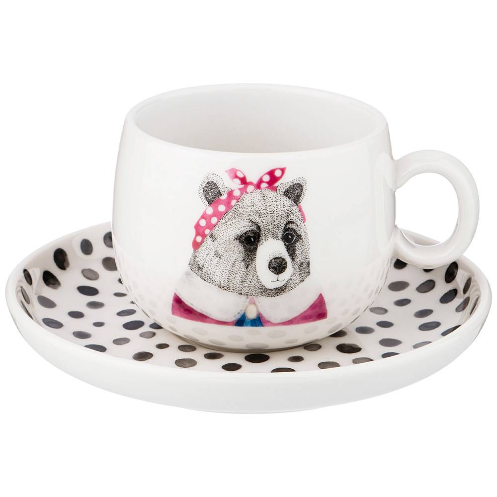 чайный набор fashion animals медведица, на 1пер. 2пр. 220 мл 409-133