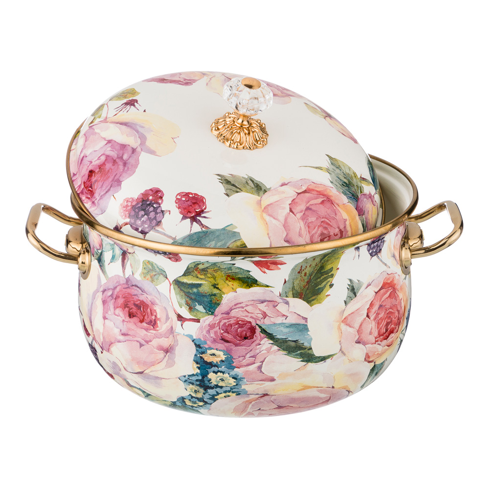 кастрюля эмалированная agness с крышкой, серия винтаж, 3,8л, диаметр 20см 950-023